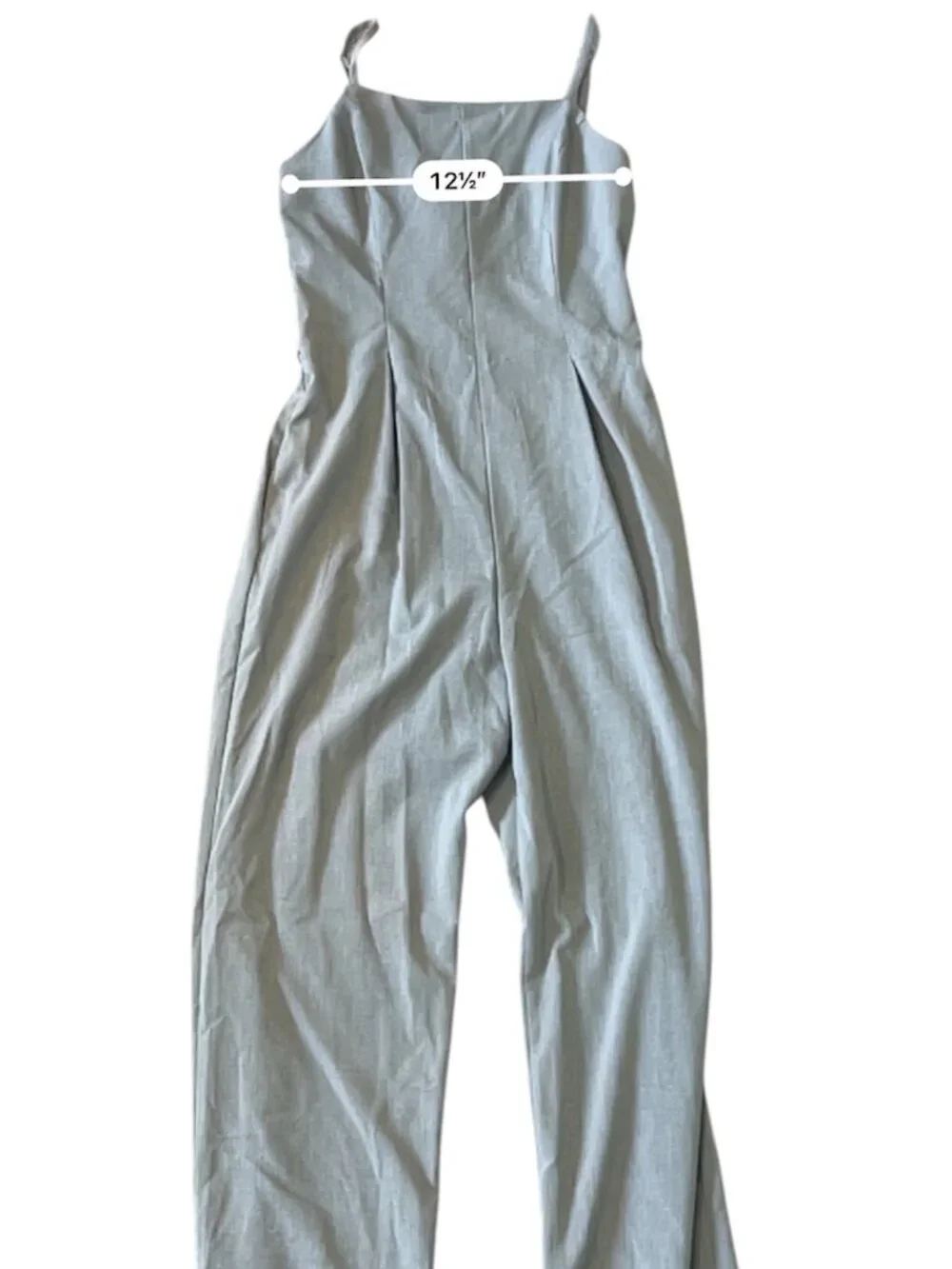 Grey Wide Leg Jumpsuit Smocked Back - Picture 3 of 7